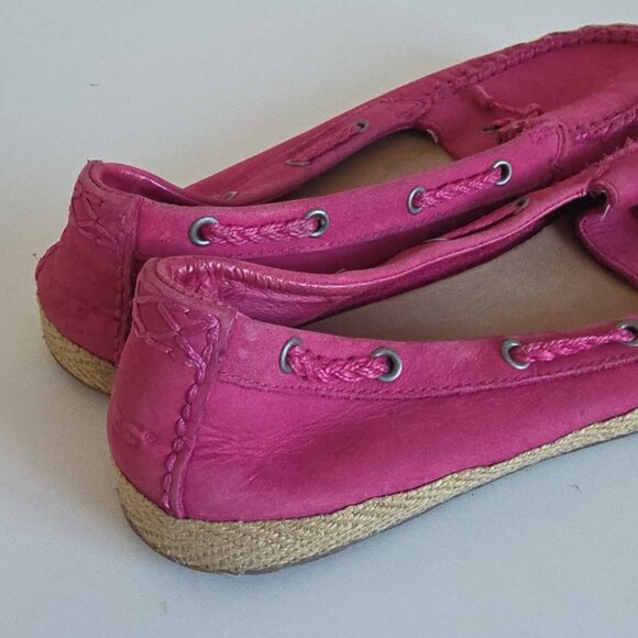 UGG | CHIVON Leather Espadrille Loafers Boat Shoes Magenta Pink Sz 9 - Picture 5 of 7